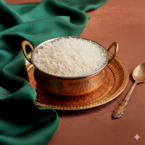 أرز ﺑﺴﻤﺘﻲ ﻣﻄﻬﻮ ﻋﻠﻰ اﻟﺒﺨﺎر